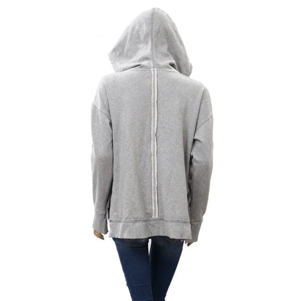 Free People Light Gray Zip Hoodie with Purple Tank and White Cap